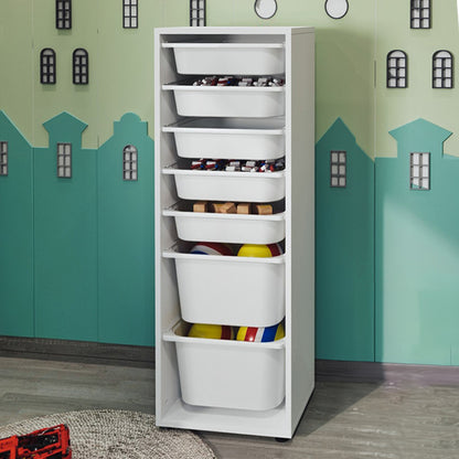 Συρταριέρα Κουζίνας - Μπάνιου Kayra με 7 Συρτάρια Χρώμα Λευκό 45,4x30x125