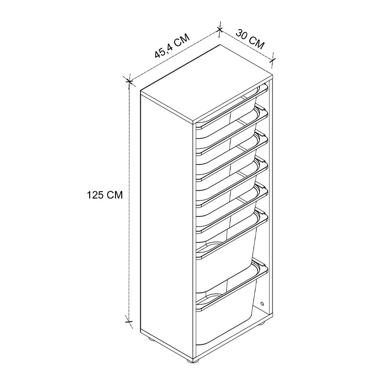 Συρταριέρα Κουζίνας - Μπάνιου Kayra με 7 Συρτάρια Χρώμα Λευκό 45,4x30x125