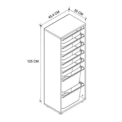 Συρταριέρα Κουζίνας - Μπάνιου Kayra με 7 Συρτάρια Χρώμα Λευκό 45,4x30x125