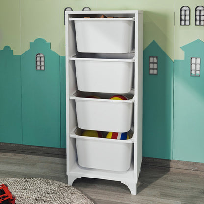 Συρταριέρα Κουζίνας - Μπάνιου Kayra I με 4 Συρτάρια Χρώμα Λευκό 45,3x29,7x116,3