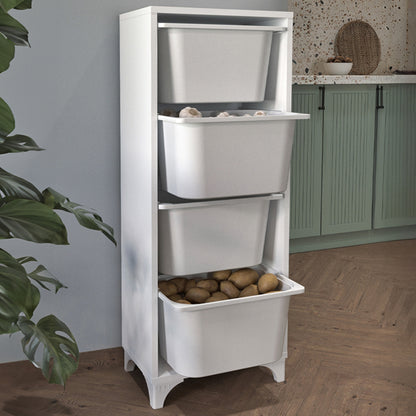 Συρταριέρα Κουζίνας - Μπάνιου Kayra I με 4 Συρτάρια Χρώμα Λευκό 45,3x29,7x116,3