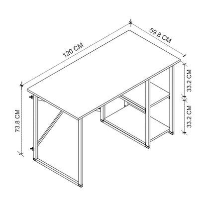 Γραφείο Εργασίας Odeon Χρώμα Rustic Καρυδί 120x59,8x73,8