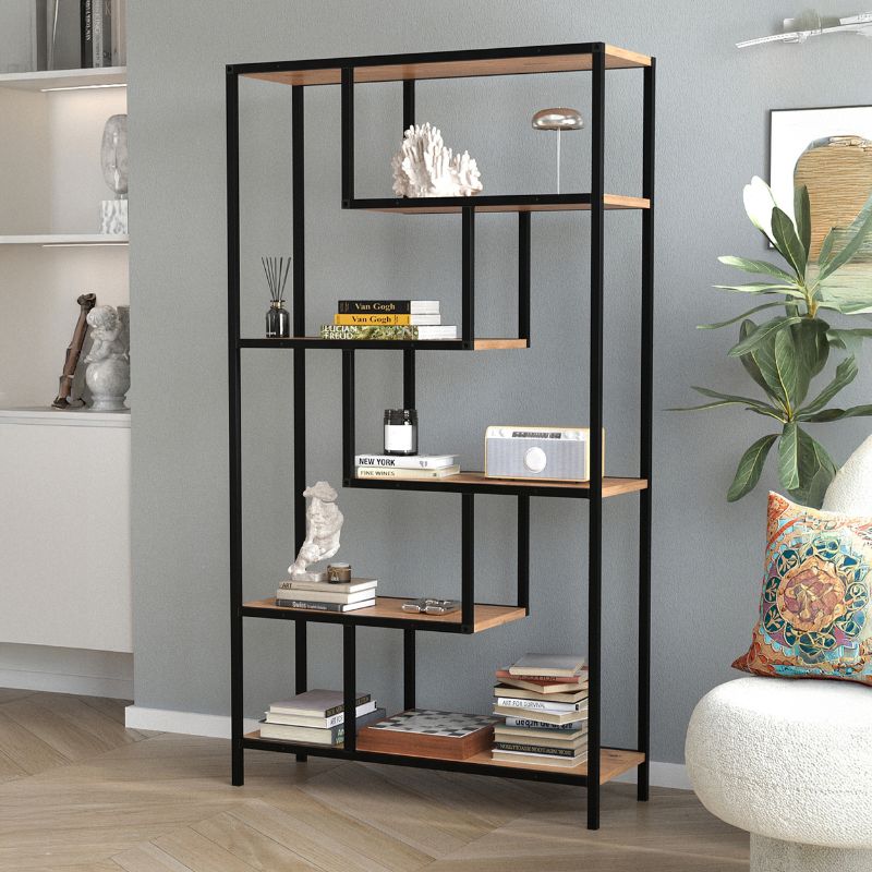 Βιβλιοθήκη Larissa Χρώμα Μαύρο - Pine Oak 90x30x159