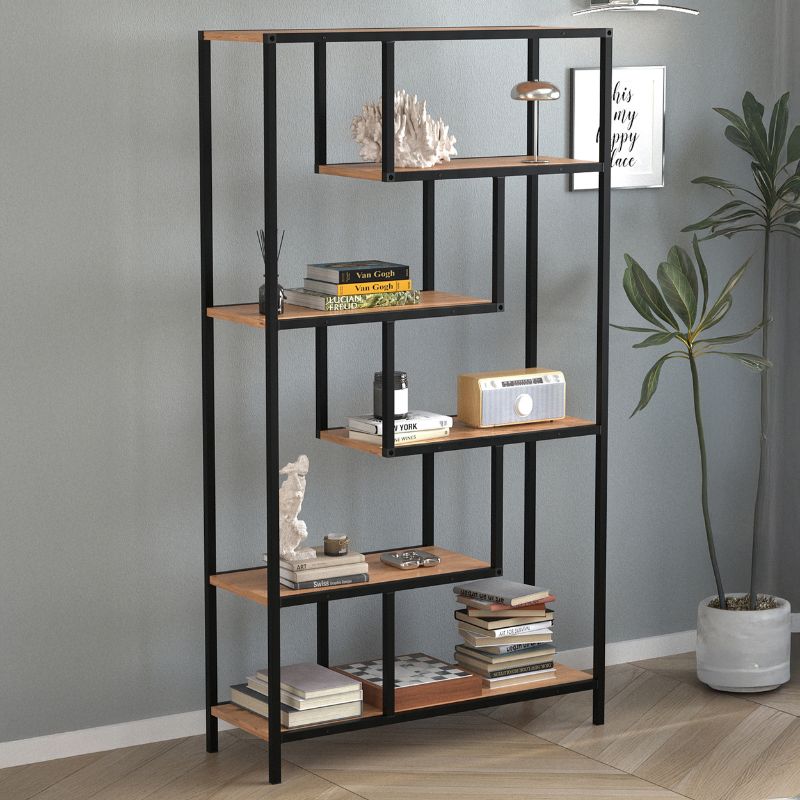 Βιβλιοθήκη Larissa Χρώμα Μαύρο - Pine Oak 90x30x159
