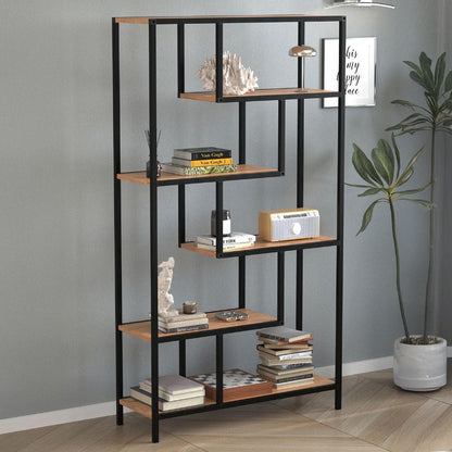 Βιβλιοθήκη Larissa Χρώμα Μαύρο - Pine Oak 90x30x159