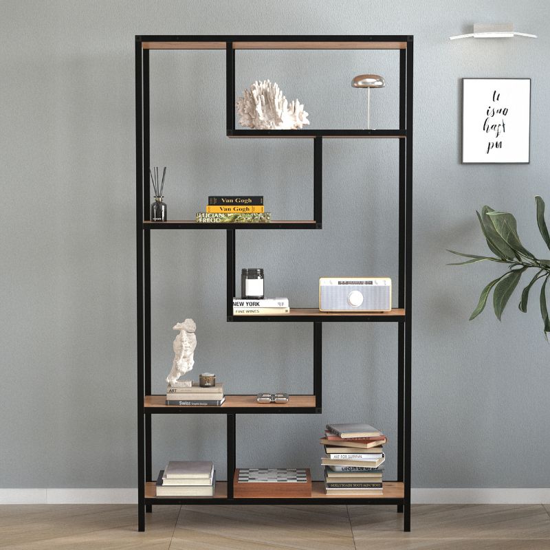 Βιβλιοθήκη Larissa Χρώμα Μαύρο - Pine Oak 90x30x159