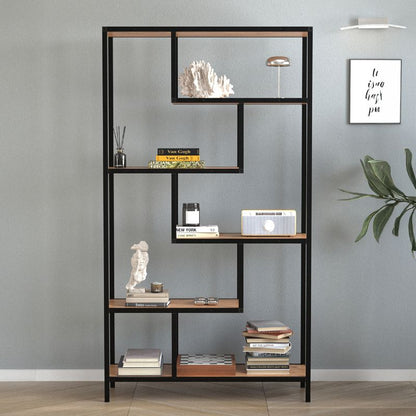Βιβλιοθήκη Larissa Χρώμα Μαύρο - Pine Oak 90x30x159