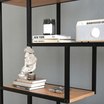 Βιβλιοθήκη Larissa Χρώμα Μαύρο - Pine Oak 90x30x159