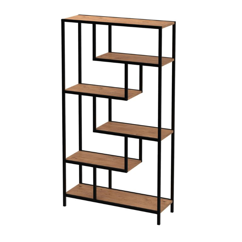 Βιβλιοθήκη Larissa Χρώμα Μαύρο - Pine Oak 90x30x159