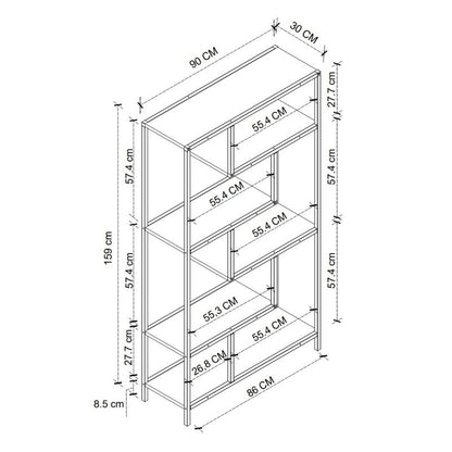 Βιβλιοθήκη Larissa Χρώμα Μαύρο - Pine Oak 90x30x159