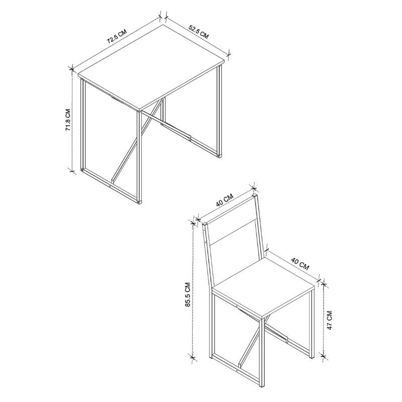 Τραπεζαρία Maysa Σετ 3 Τμχ Χρώμα Pine Oak 72,5x52,5x71,8