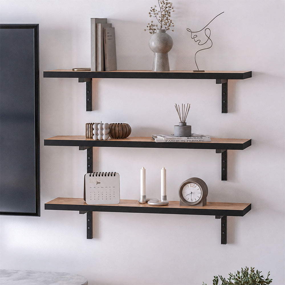 Ραφιέρα Τοίχου Versa 3 Τεμαχίων Χρώμα Pine Oak 80x19x17