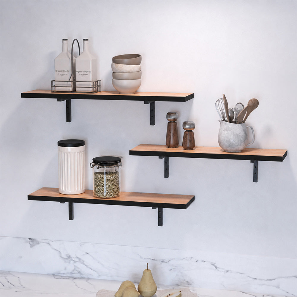 Ραφιέρα Τοίχου Versa 3 Τεμαχίων Χρώμα Pine Oak 80x19x17