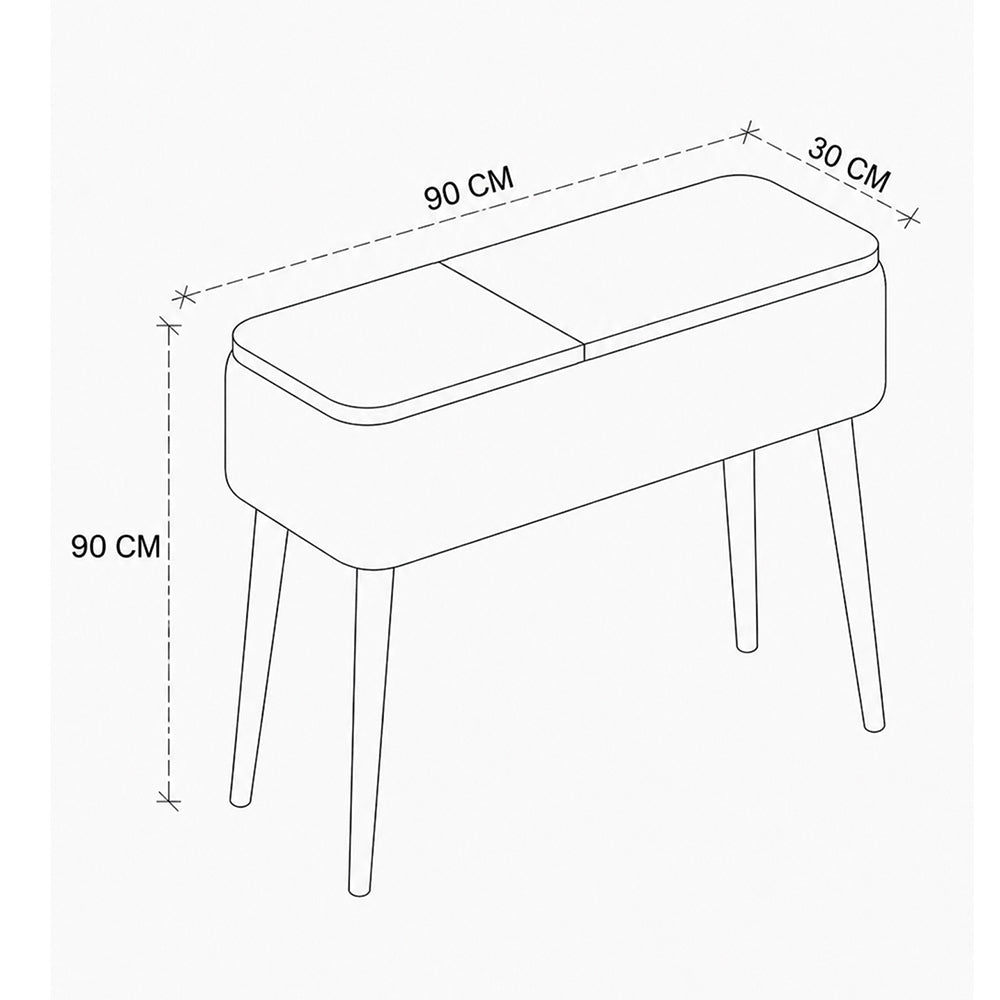 Κονσόλα Luno Ύφασμα Teddy Χρώμα Λευκό - Pine Oak 90x30x90