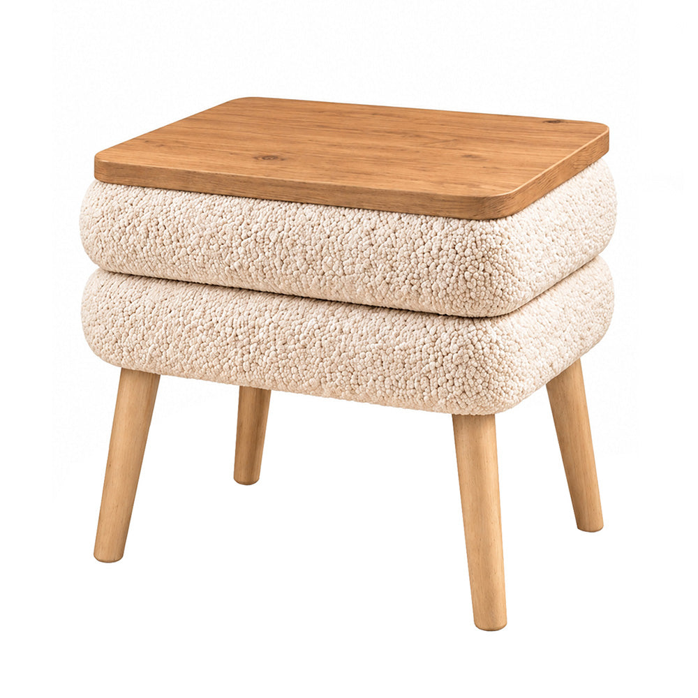 Κομοδίνο Nivo Ύφασμα Teddy Χρώμα Λευκό - Pine Oak 50x45x45