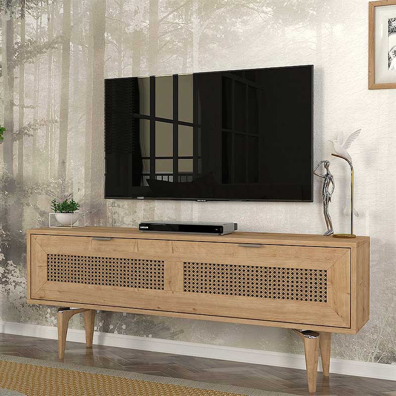 Έπιπλο Τηλεόρασης Sirona από Μελαμίνη Χρώμα Sapphire Oak 140x30x55