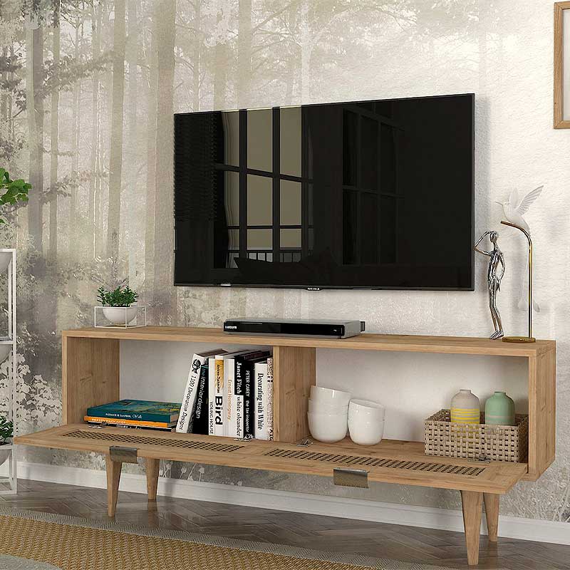 Έπιπλο Τηλεόρασης Sirona από Μελαμίνη Χρώμα Sapphire Oak 140x30x55