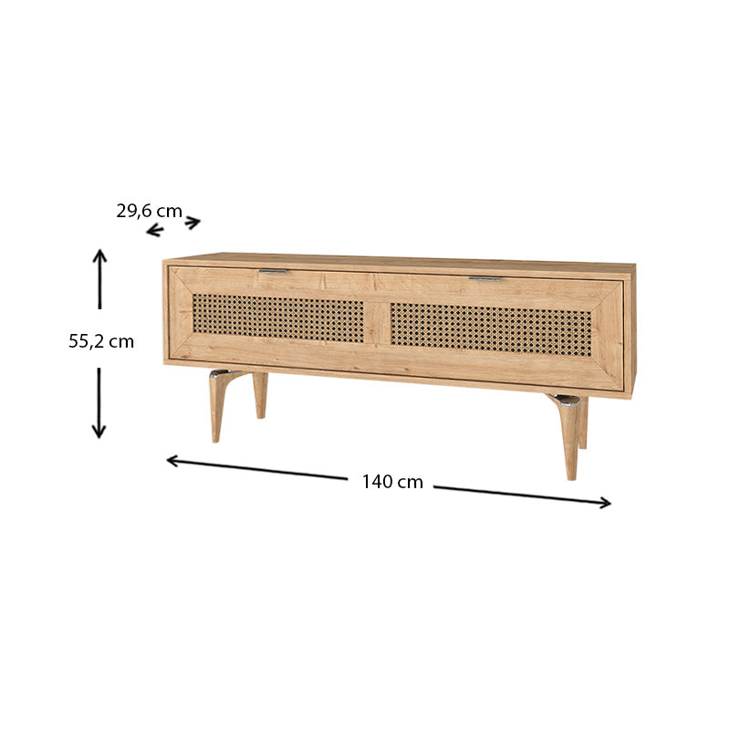 Έπιπλο Τηλεόρασης Sirona από Μελαμίνη Χρώμα Sapphire Oak 140x30x55