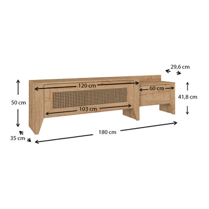 Έπιπλο Τηλεόρασης Madura από Μελαμίνη Χρώμα Sapphire Oak 180x30x50