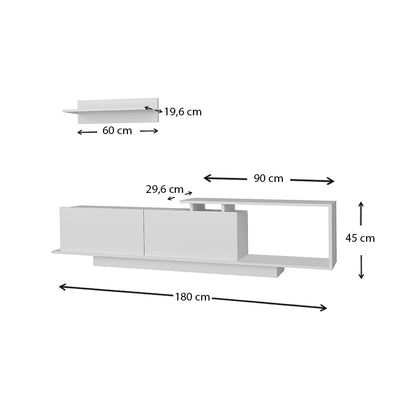 Έπιπλο Τηλεόρασης Novara από Μελαμίνη Χρώμα Λευκό 180x29,6x45