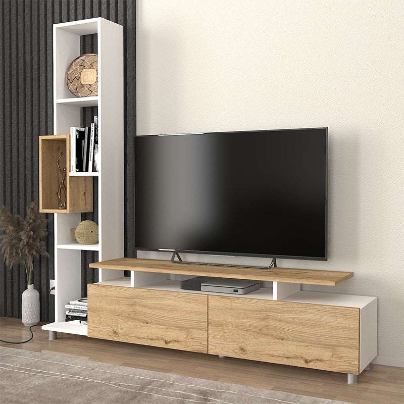 Σύνθεση Τηλεόρασης Tulip Χρώμα Λευκό - Sepet Oak 160x29,5x160