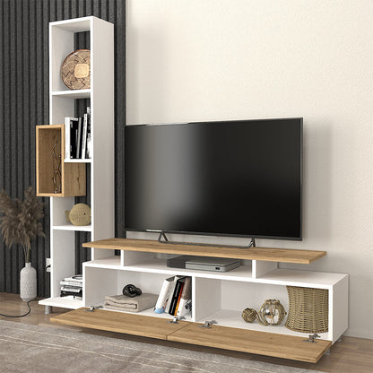 Σύνθεση Τηλεόρασης Tulip Χρώμα Λευκό - Sepet Oak 160x29,5x160