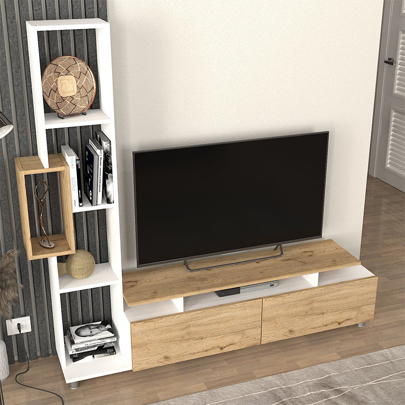 Σύνθεση Τηλεόρασης Tulip Χρώμα Λευκό - Sepet Oak 160x29,5x160