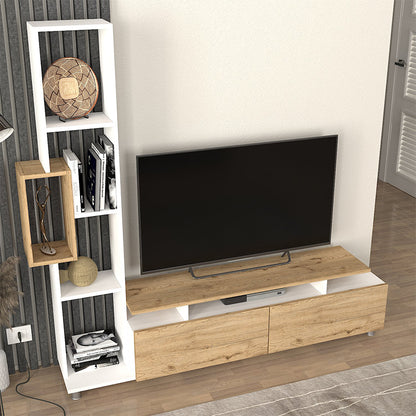 Σύνθεση Τηλεόρασης Tulip Χρώμα Λευκό - Sepet Oak 160x29,5x160