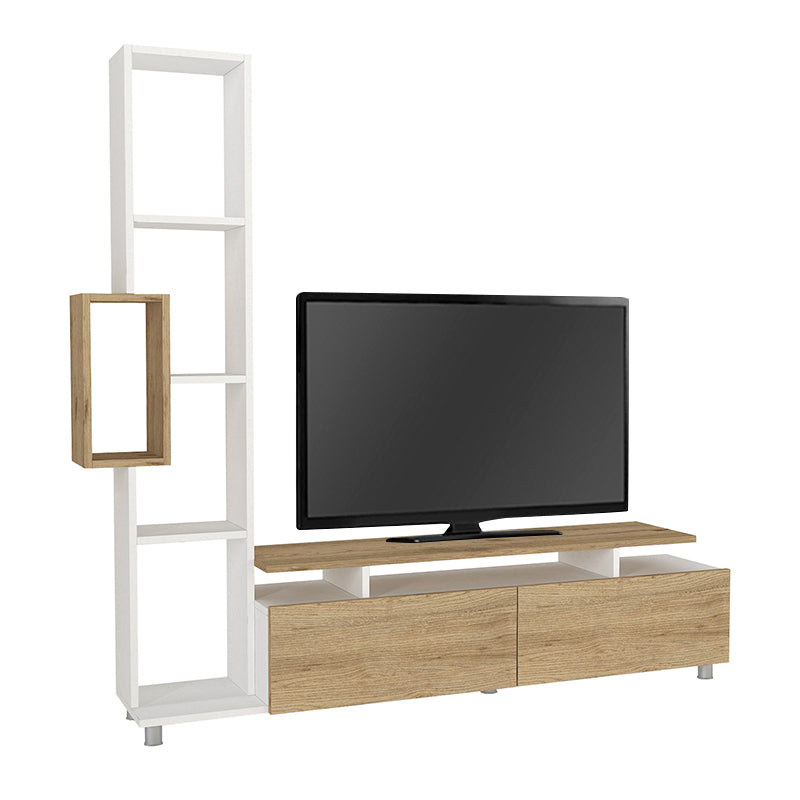 Σύνθεση Τηλεόρασης Tulip Χρώμα Λευκό - Sepet Oak 160x29,5x160