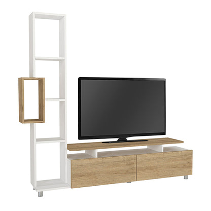 Σύνθεση Τηλεόρασης Tulip Χρώμα Λευκό - Sepet Oak 160x29,5x160