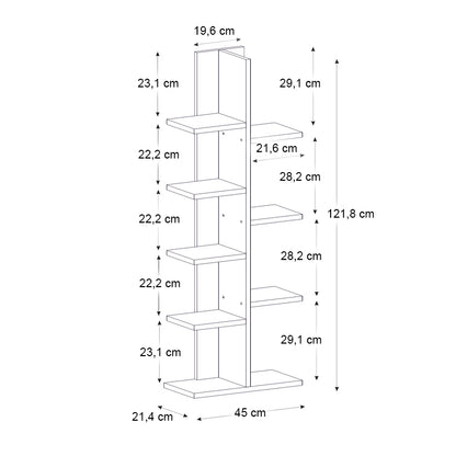 Βιβλιοθήκη Tree Χρώμα Sapphire Oak 45x21,4x121,8