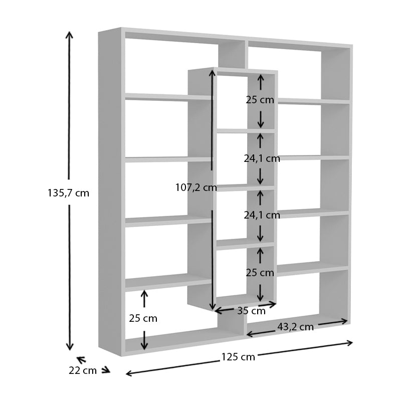 Βιβλιοθήκη Μελαμίνης Ample Χρώμα Λευκό 125x22x135,7