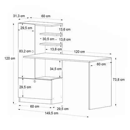 Γραφείο Εργασίας Domingo Χρώμα Sapphire Oak 149,5x60x120