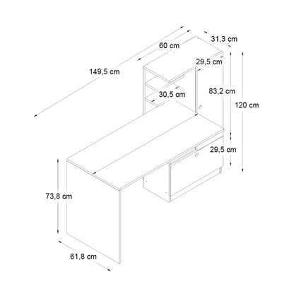 Γραφείο Εργασίας Merino Χρώμα Καρυδί 149,5x61,8x120