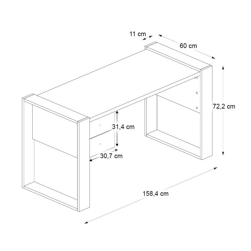 Γραφείο Εργασίας Fernando Χρώμα Ανθρακί - Sapphire Oak 158,4x60x72,2