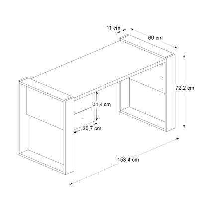 Γραφείο Εργασίας Fernando Χρώμα Ανθρακί - Sapphire Oak 158,4x60x72,2