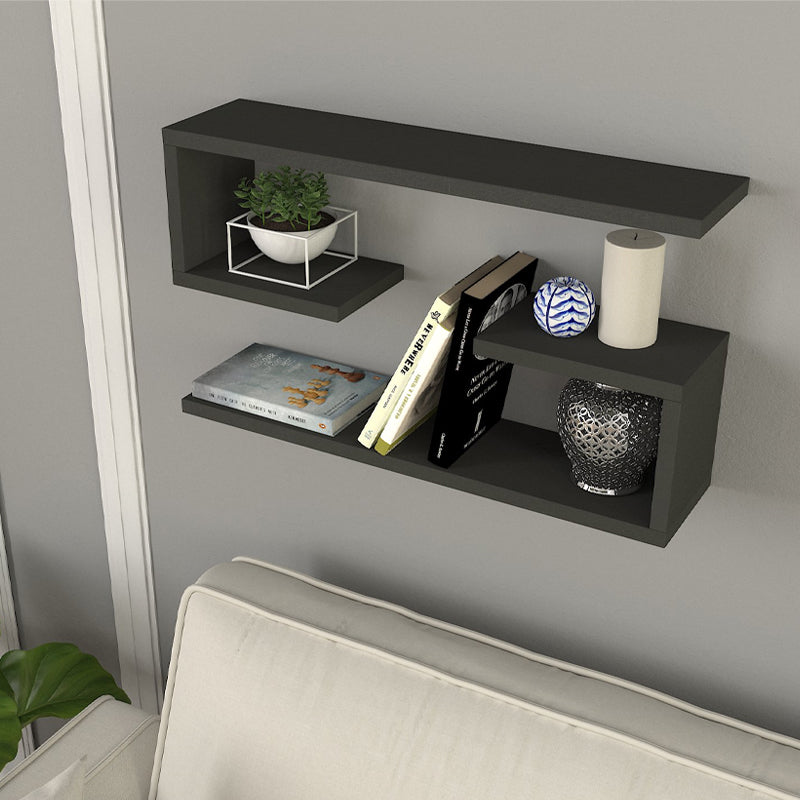 Ραφιέρα Τοίχου Jenika 2 Τεμαχίων Χρώμα Ανθρακί 60x14,5x18