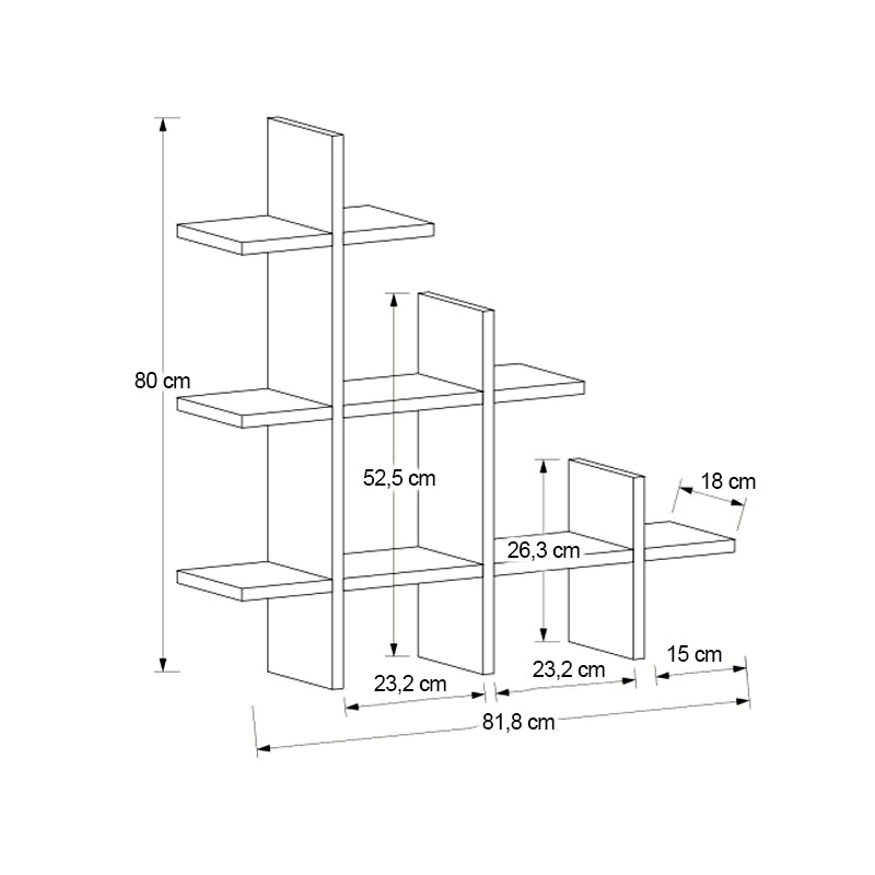 Ραφιέρα Τοίχου Juke Χρώμα Ανθρακί 81,8x18x80
