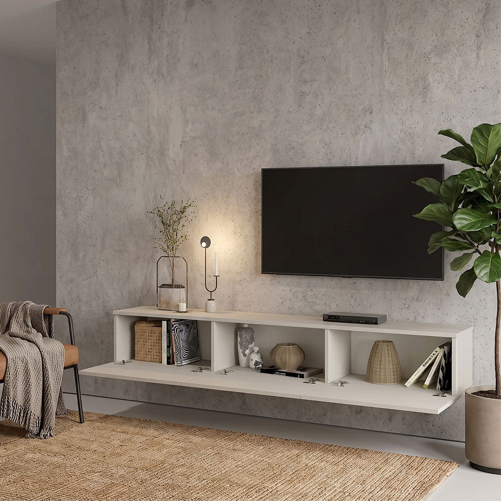 Έπιπλο Τηλεόρασης Επιτοίχιο Damla με LED Χρώμα Sandstone 180x29,5x29,5