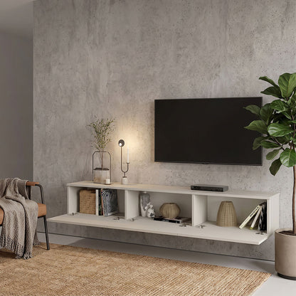 Έπιπλο Τηλεόρασης Επιτοίχιο Damla με LED Χρώμα Sandstone 180x29,5x29,5
