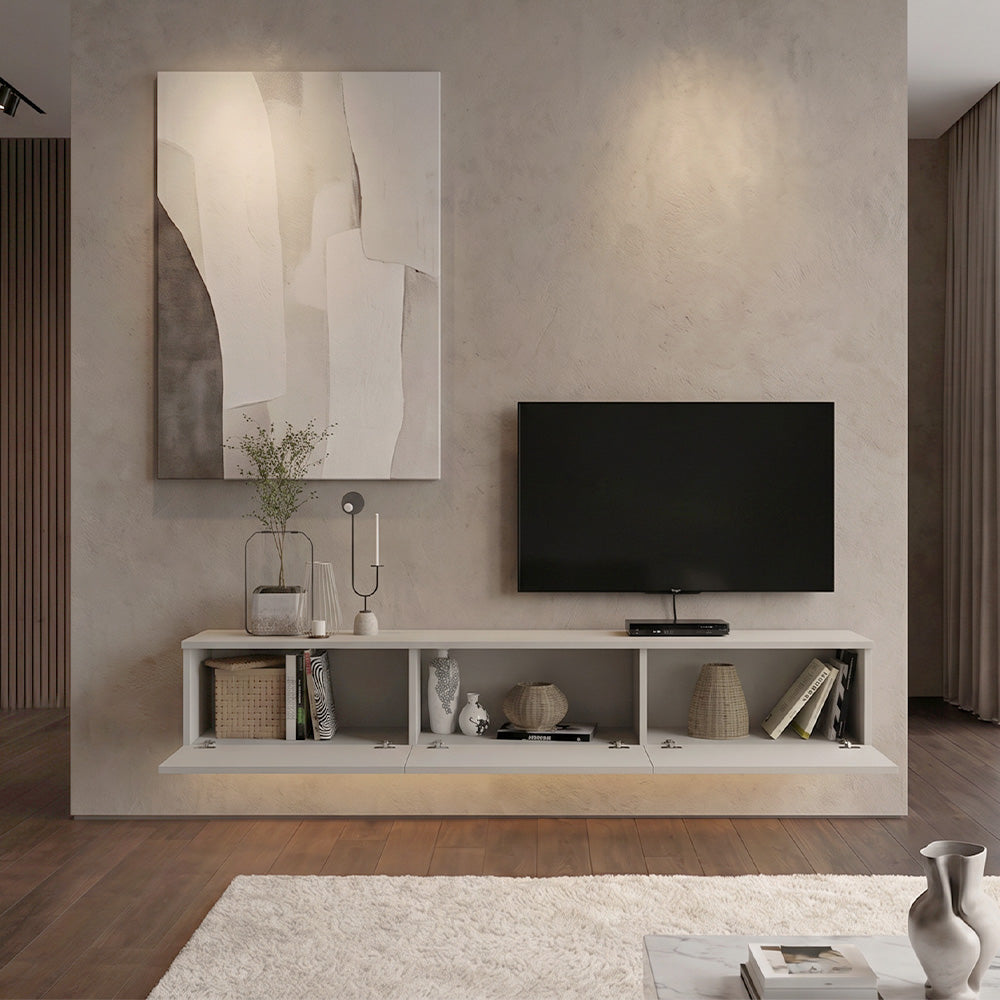 Έπιπλο Τηλεόρασης Επιτοίχιο Damla με LED Χρώμα Sandstone 180x29,5x29,5