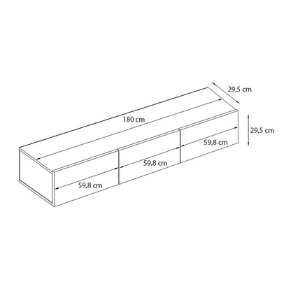 Έπιπλο Τηλεόρασης Επιτοίχιο Damla με LED Χρώμα Sandstone 180x29,5x29,5