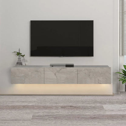 Έπιπλο Τηλεόρασης Επιτοίχιο Damla με LED Χρώμα Λευκό Εφέ Μαρμάρου 180x29,5x29,5