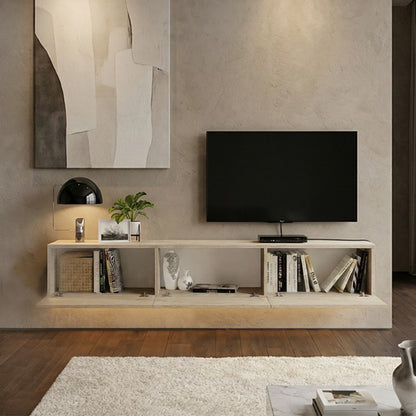 Wall-Mounted TV Unit Damla with LED Travertine Color 180x29.5x29.5