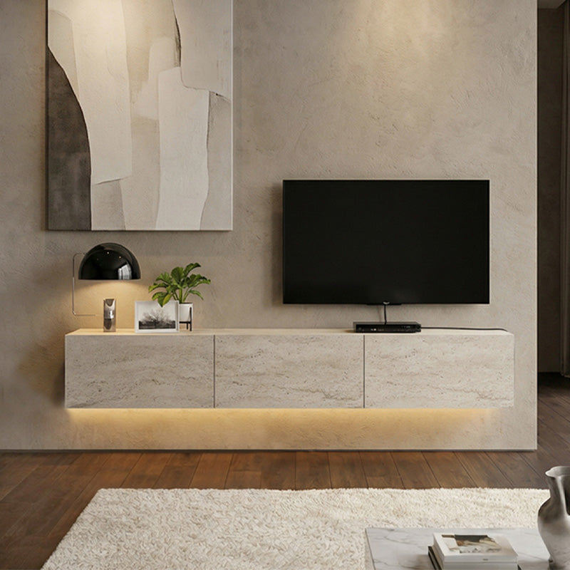 Wall-Mounted TV Unit Damla with LED Travertine Color 180x29.5x29.5