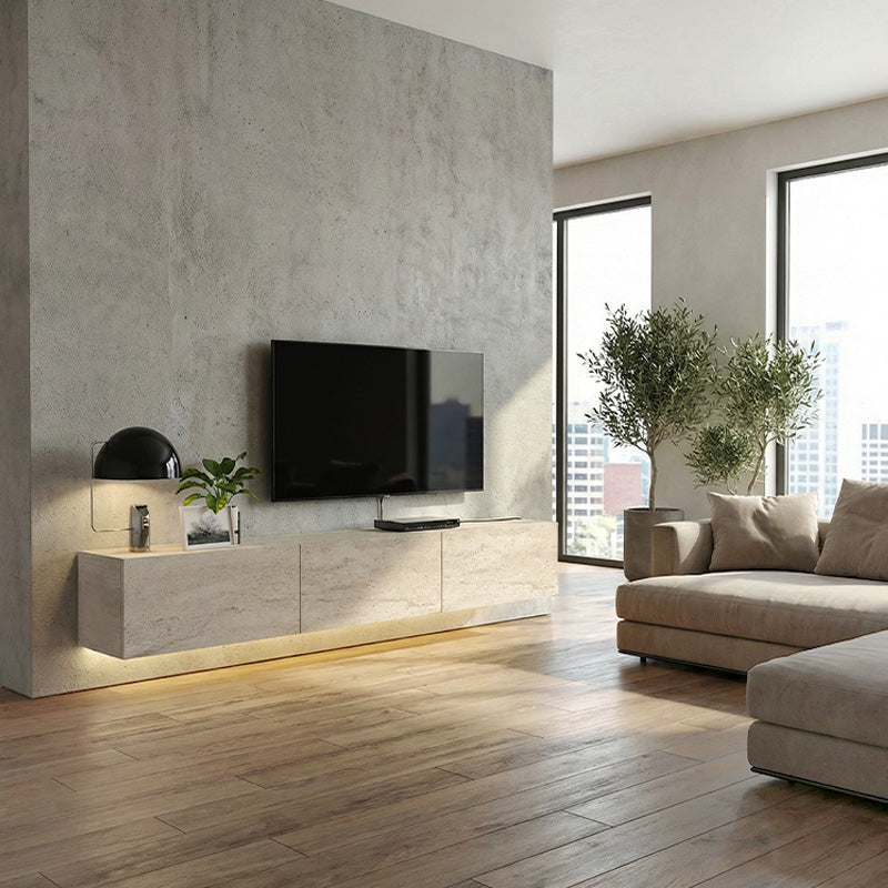 Wall-Mounted TV Unit Damla with LED Travertine Color 180x29.5x29.5