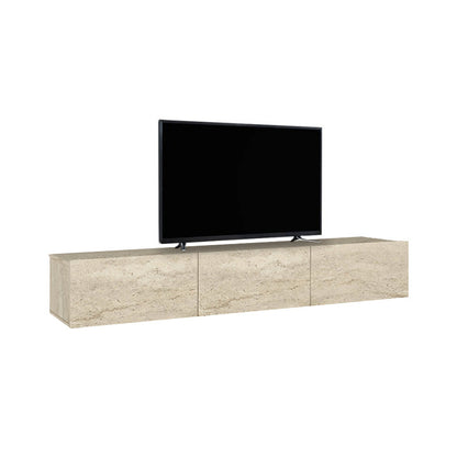 Wall-Mounted TV Unit Damla with LED Travertine Color 180x29.5x29.5