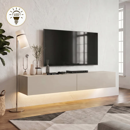 Έπιπλο Τηλεόρασης Επιτοίχιο Aristo με LED Χρώμα Sandstone 135x31,6x25