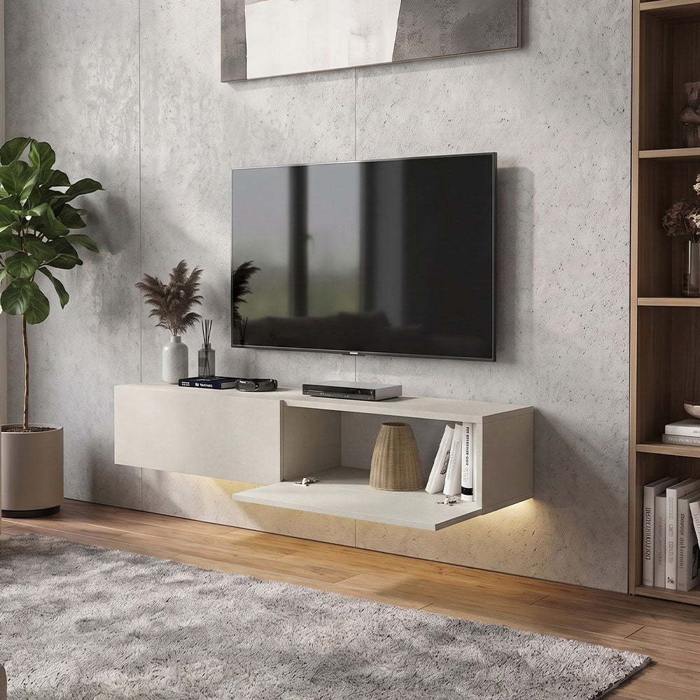 Έπιπλο Τηλεόρασης Επιτοίχιο Aristo με LED Χρώμα Sandstone 135x31,6x25