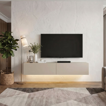 Έπιπλο Τηλεόρασης Επιτοίχιο Aristo με LED Χρώμα Sandstone 135x31,6x25